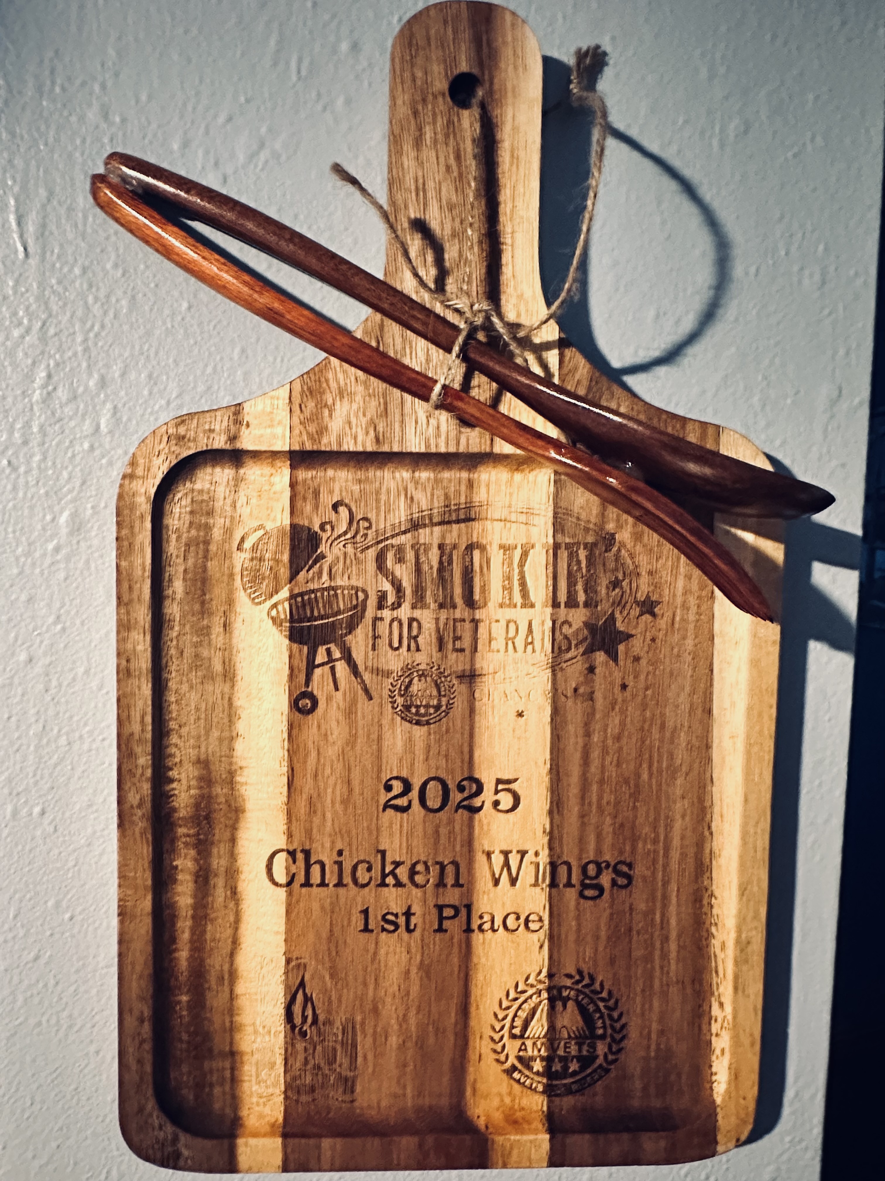 Award plaque: 2025 Chicken Wings 1st Place